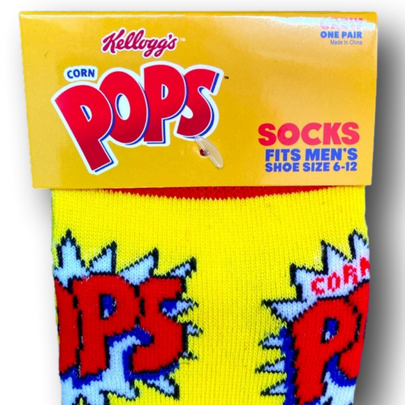 3/$20 Corn Pops Retro Cereal Funny Novelty Crew Socks - Brand New - Picture 2 of 3